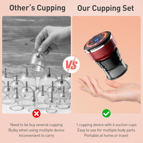 Electric Cupping Therapy Smart Scraping Massager Set 8 Massage Cups Red Light