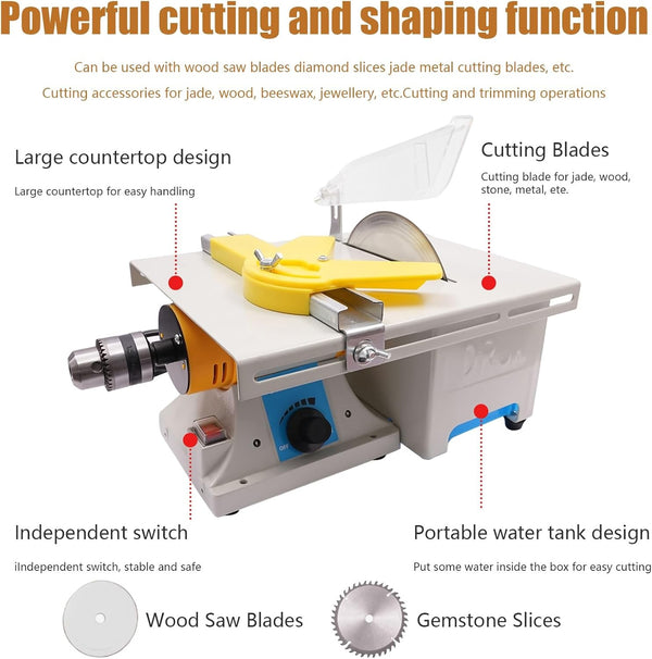 750W Gem Polishing Grinding Machine 5in1 Jewelry Lapidary Saw for Cutting Rocks
