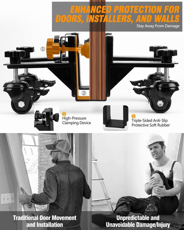 2X Door Lifter Dolly Door Installation Tool For Thickness 35-65mm Max.1000 Lbs