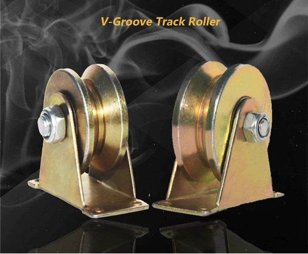 4pcs 2" V Groove Wheel Sliding Gate Caster with Bracket for Garage Door/Lifting