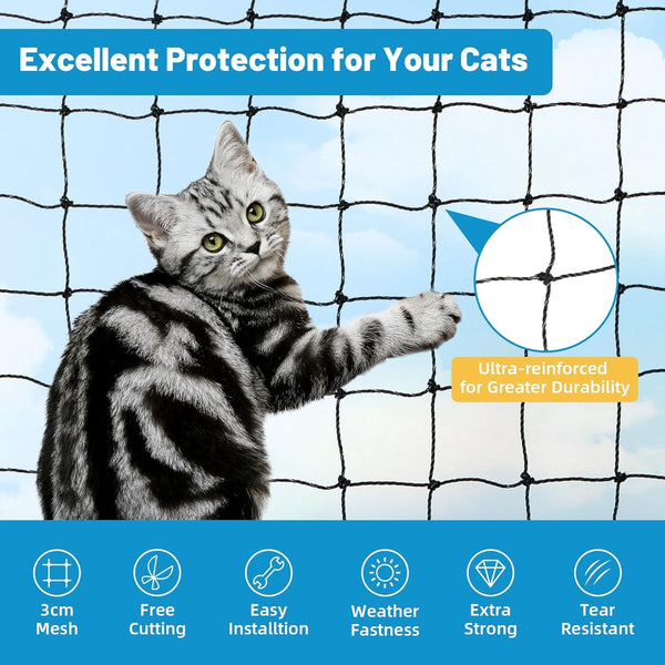 3*10M Cat Enclosure Netting Low Visibility Garden Balcony Pet Net Bite-Resistant