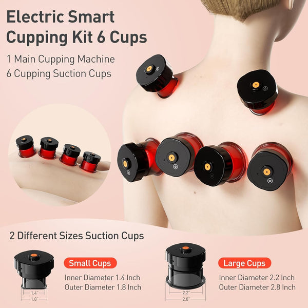 Electric Cupping Therapy Smart Scraping Massager Set 8 Massage Cups Red Light