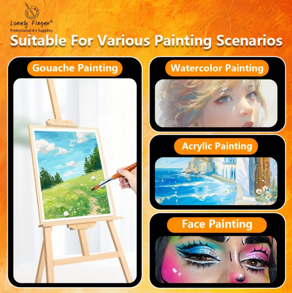 13PCS Artist Paint Brush Set for Oil Acrylic Watercolour Face Rock Long Handle