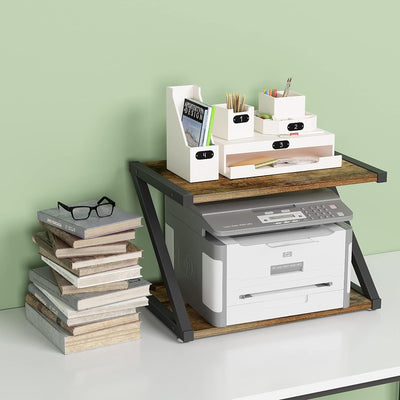 2 Tier Wood Desktop Printer Stand Home Printer Stands Table Top Organiser Shelf
