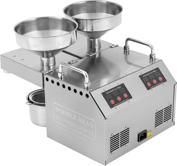 Electric Oil Press Machine 1500W Double Outlets Stainless Steel Oil Expeller AU