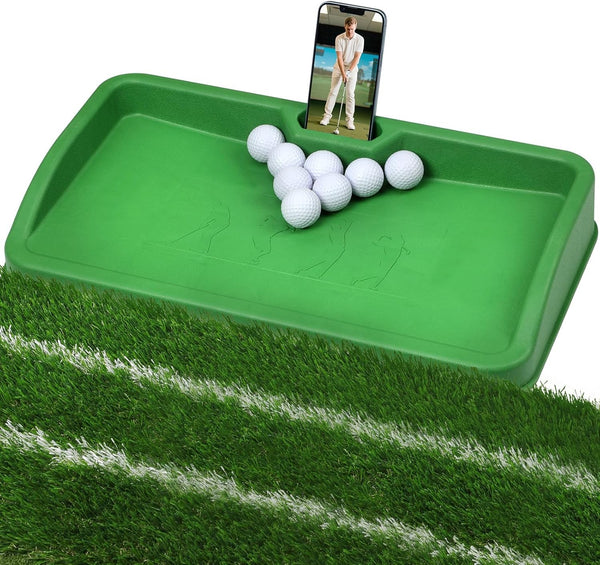 Golf Ball Tray with Cell Phone Holder Heavy Duty Golf Driving Range Ball Tray