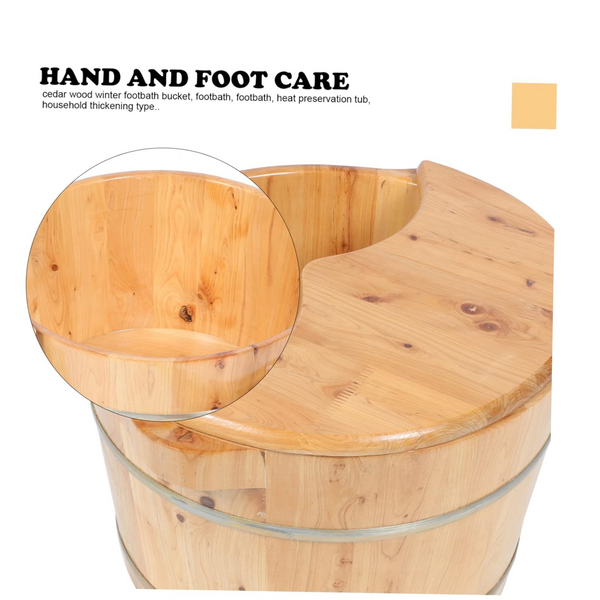 Wooden Foot Bucket Foot Basin with Lid Foot Massagers Soaking Basin Pedicure Tub