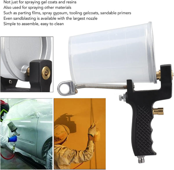 Air-Powered Spray Gun Painting Tool Gelcoat Dump Gel Coat Sprayer W/4mm Nozzle