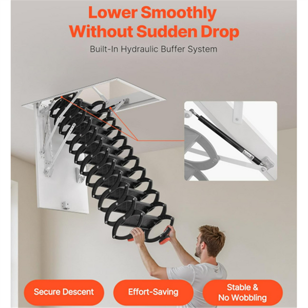 Electirc Attic Ladder Aluminum Folding 80*110 cm 9.4Ft With Remote Loft Stairs