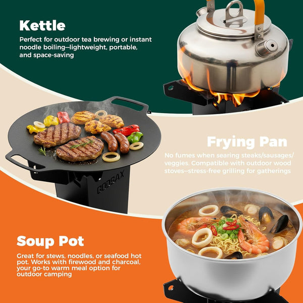 Rocket Stove for Cooking Portable Wood Fire Burning Camping Backyard Cooking BBQ