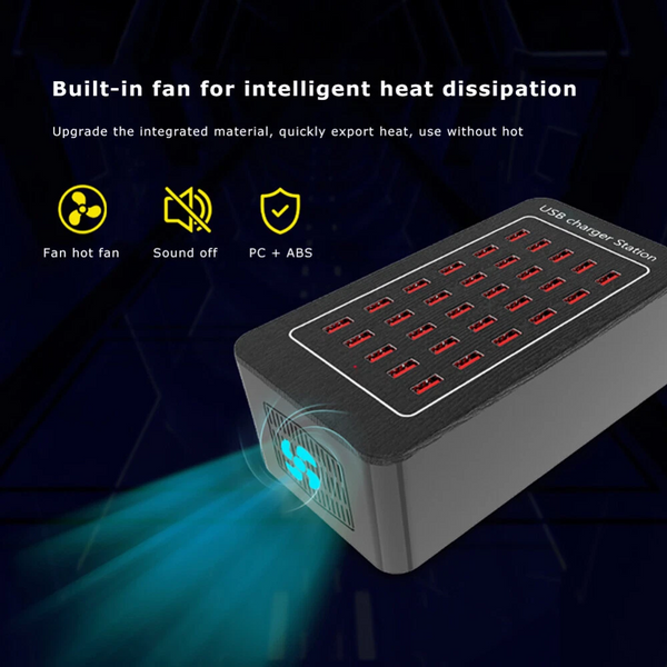 40 Port Multi USB Charger Station AC Adapter Wall Hub Multi Dock Charger Travel