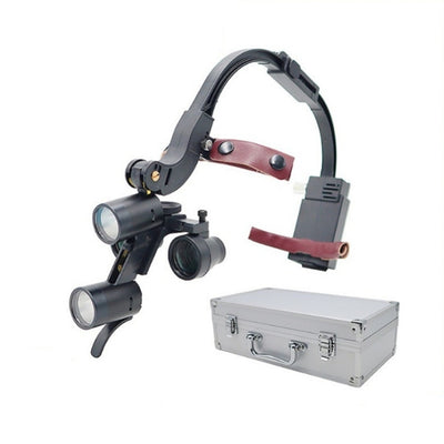 Dental Loupes With Light 3.5X420mm Magnifying Glass Binoculars Angle Adjustable