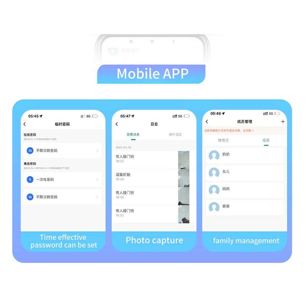 Smart Door Lock Video Voice Intercom Camera Fingerprint Unlock with 14 languages
