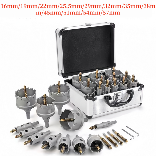 10/12Pcs TCT Hole Saw Kit for Hard Metal Tungsten Carbide Tipped Hole Cutter Set