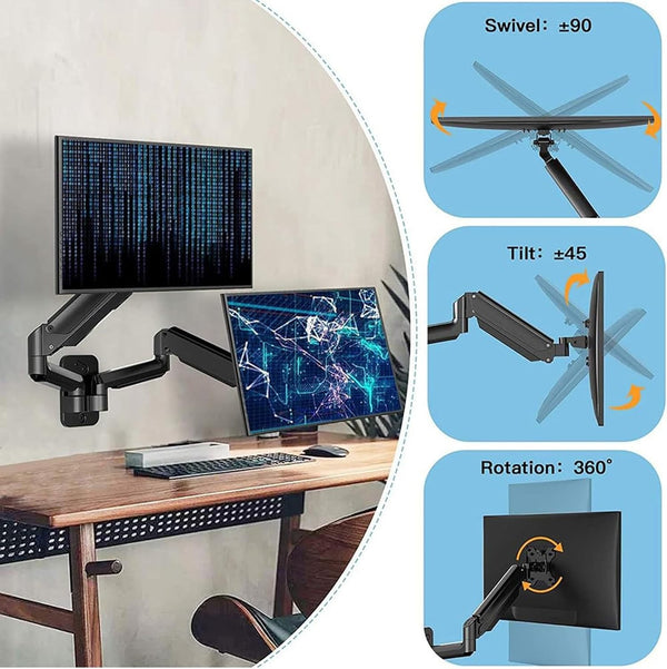 Double Monitor Arm Fully Adjustable Dual Monitor Wall Mount For 13''to32" Screen