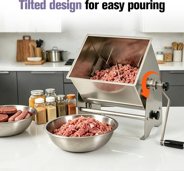 44Lbs Tilt Tank Meat Mixer Stainless Manual Meat Blender Grinding Machine AU