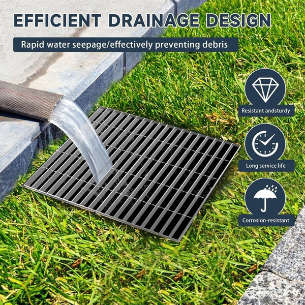 Galvanized Steel Drain Grate 50×50 CM Outdoor Drain Cover Heavy Duty for Yard AU