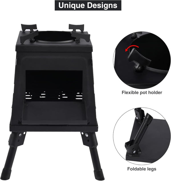 Camping Wood Stove Portable Wood Burning Stove Folding Camp Heat Outdoor Stove