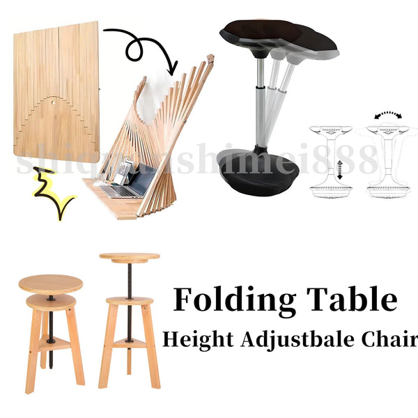 Wall Mounted Folding Desk/ Wooden Drawing Stool Wobble Stool Height Adjust Chair
