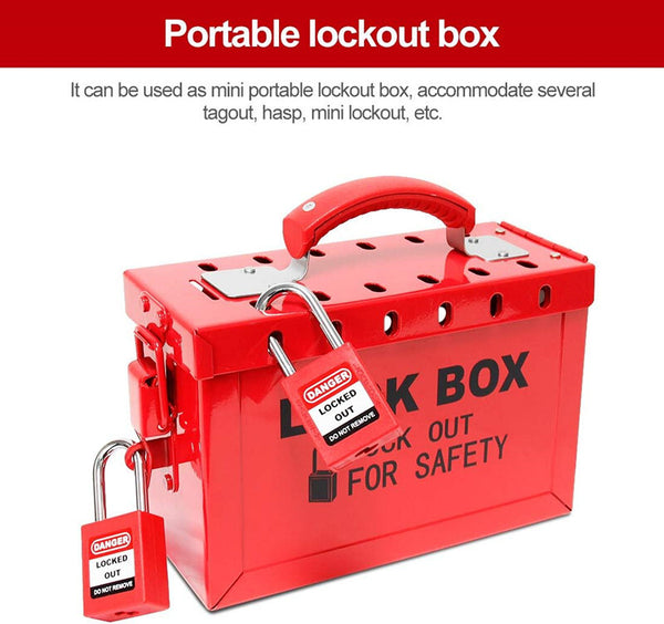 Padlock Group Lockbox Lockout Tagout Box Security 13 Guage with 5 Loto Locks AU