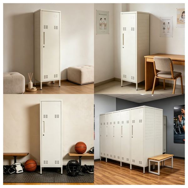 Single Tier Standard Metal Locker Office Storage Cabinet Tallboy Bedroom Black