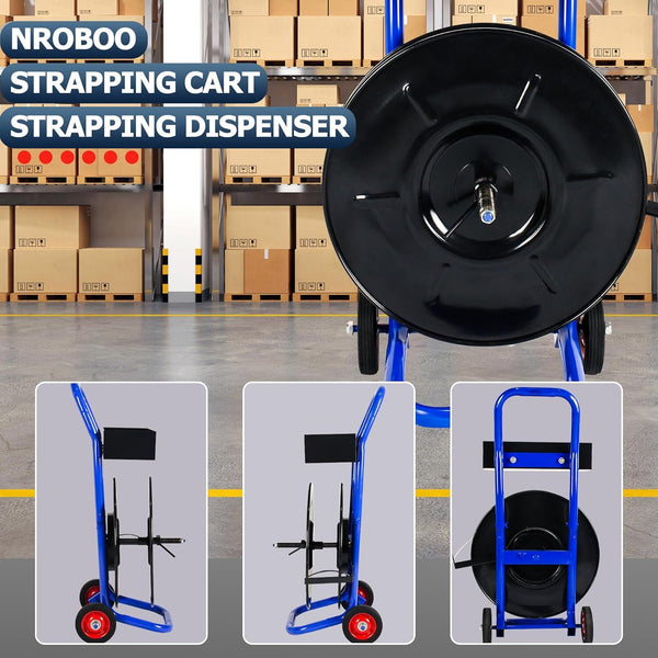 Strapping Dispenser Trolley Portable Plastic Strap Cart & Tray for 20cm Bundles