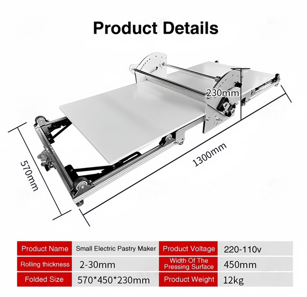 Electric Pastry Dough Sheeter Dough Roller Croissant Dough Press Machine 2-30mm