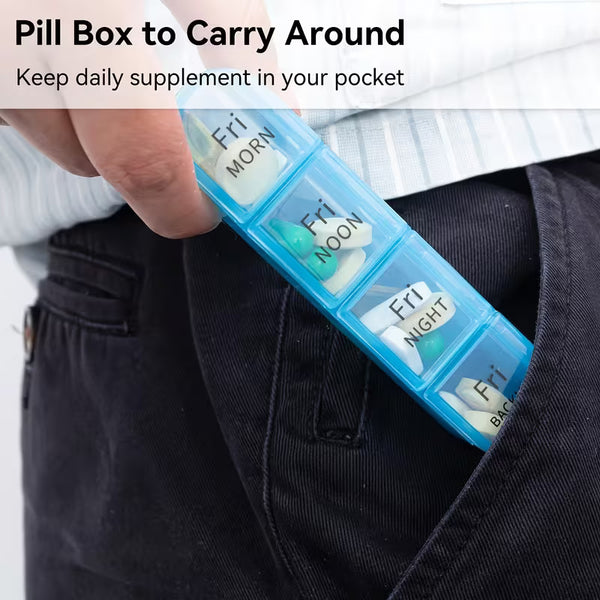 Pill Box Weekly 7 Day 4 Times Medicine Tablet Organizer Dispenser Large Capacity