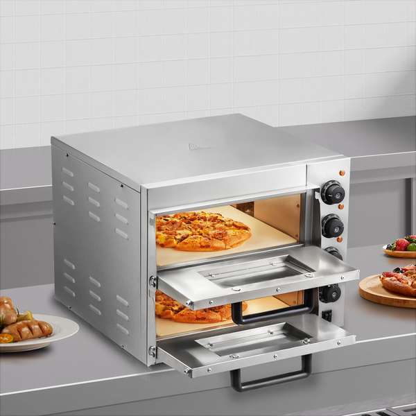 Commercial Pizza Oven Countertop Double Deck Grill Bread Baking Furnace Indoor