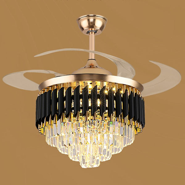Crystal Chandelier with Fan Remote Control Dimmable 6-Speed 42" Ceiling Fan Lamp