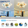 31'' Ceiling Fan With Light w/DC Motor 7 Blades Hanging Fan Light Fixtures Timer