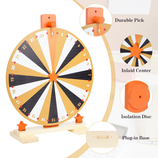 24 Slots Colorful Tabletop Spin Prize Wheel w/ Pen Eraser Roulette Wheel For Pub