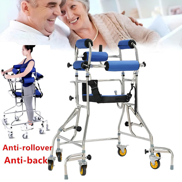 Mobility Walking Aid Walker Frame w/6 Wheels&Seat For Handicapped Rehabilitation