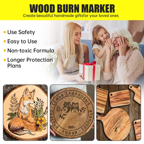 Pyrography Wood Burning Kit Wood Burner Tool Dual Pen 60W Adjustable Temperature