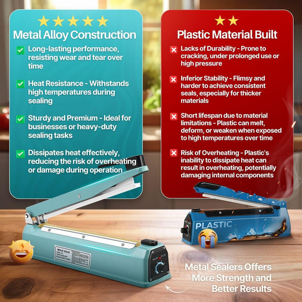 200/300/400mm Impulse Heat Sealer Plastic Bag Sealing Machine Metal Bag Sealer