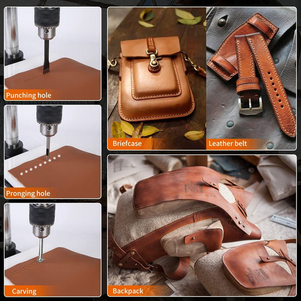 Manual Leather Hole Puncher for DIY Leather Craft Punching w/ Aluminum Plate AU