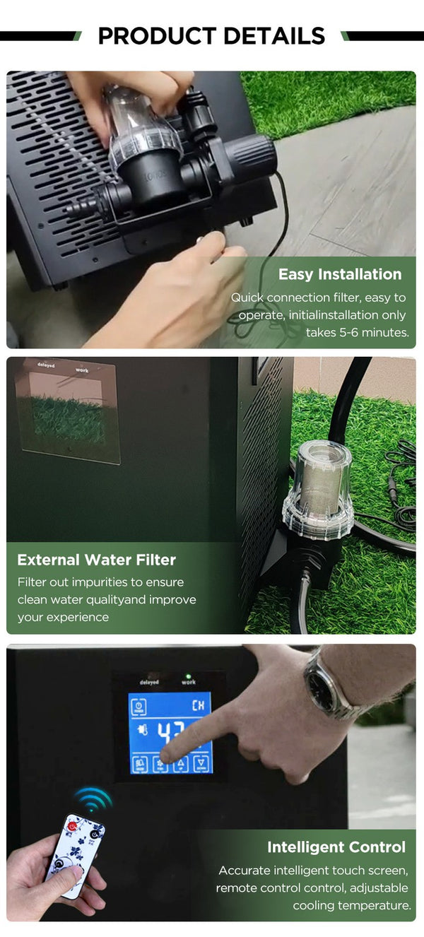 Ice Bath Water Chiller for Cold Plunge Tubs 1/3 HP Upgraded Cold Plunge Chiller