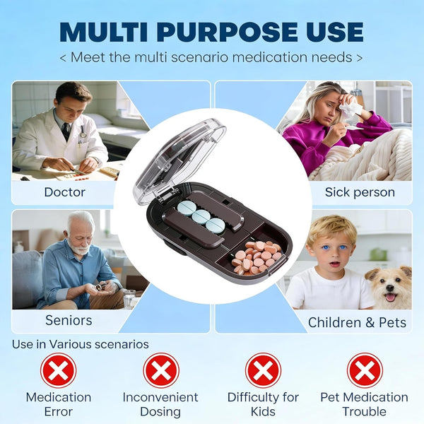2In 1 Mini Pill Cutter Storage Box Portable Drug Tablet Medicine Dust Pills Case