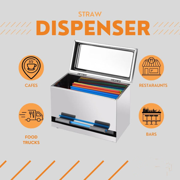 Straw Dispenser Holder Storage Stainless Steel Pencil Box for School Bar Kitchen