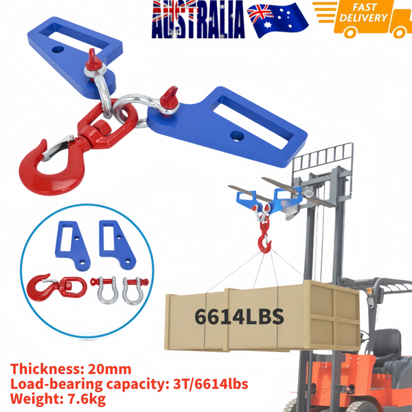 3T Forklift Lifting Hook Attachment Dual Fork Mobile Crane Lifter for RanchCargo