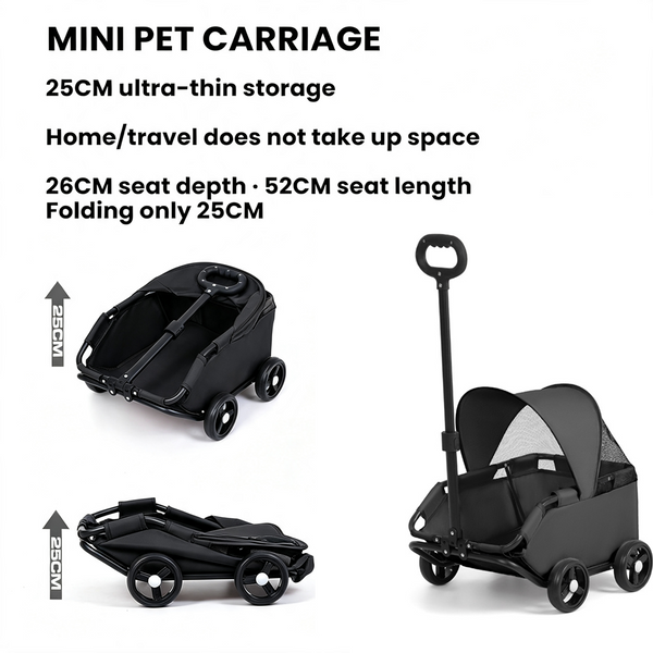 Pet Stroller Dog Cat Carrier Cart Foldable Travel Puppy Trolley Travel Outing