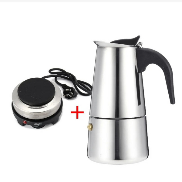 9Cups Stovetop Espresso Moka Pot Percolator Coffee Maker Stainless Steel w/Stove