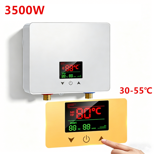 Electric Instant Hot Water System 3500W Tankless Shower Heater with LCD Display
