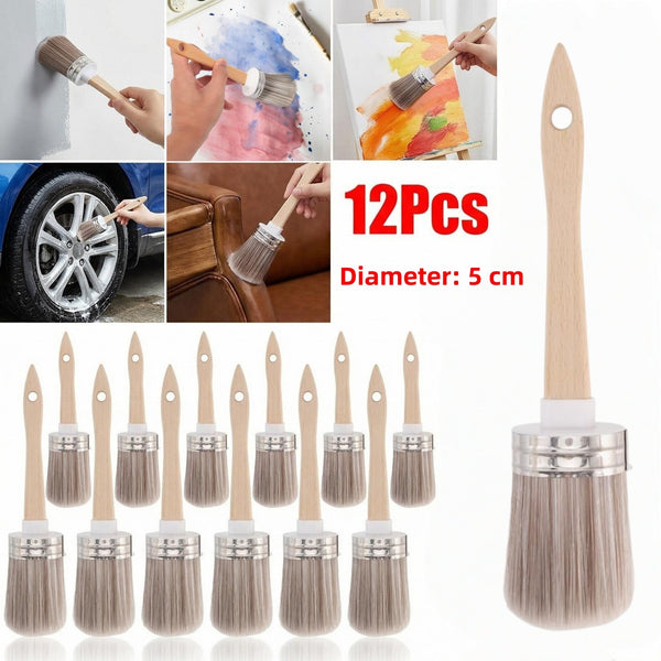 12pc Round Chalk Paint Brush 2.28'' Wall Paint Brushes for Furniture Painting AU