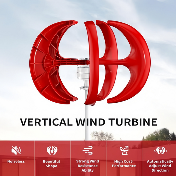 5 Blades Wind Turbine Generator Vertical Axis w/ DC 24V Controller Clean Energy