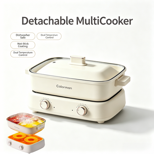 Electric Hot Pot Dual Sided with Divider Detachable Nonstick Shabu Hotpot Cooker