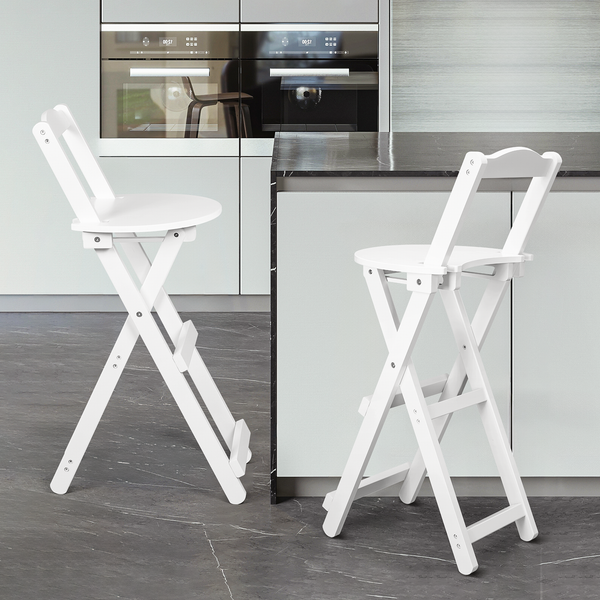 Bamboo Bar Stool Foldable Design W/ Ergonomic Backrest Space-saving For Bars