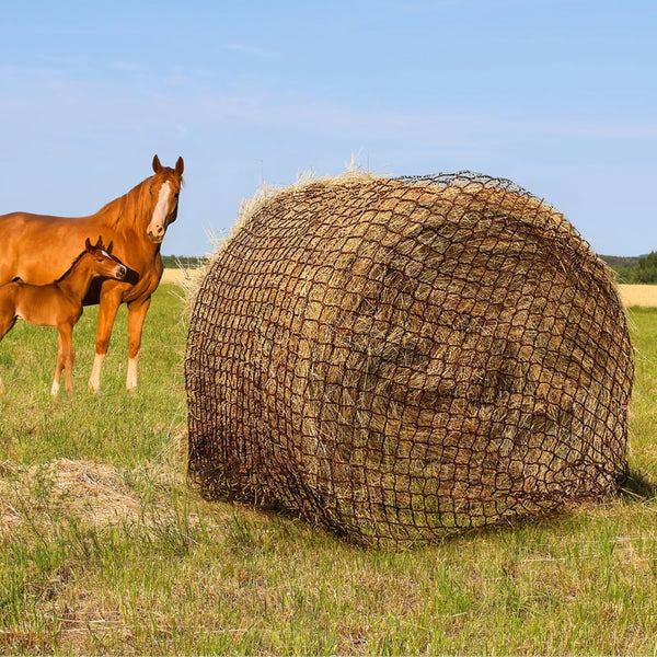 Knotless 5x5ft Round Bale Horses Hay Net 4cm Squares for Livestocks Slow Feeder