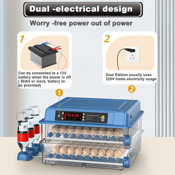 Automatic Egg Incubator Led Digital Fully Eggs Poultry Hatcher Chicken Duck