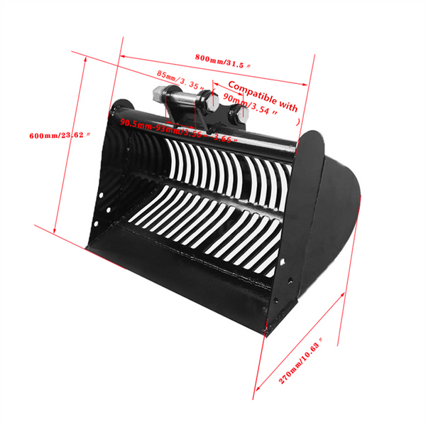 800mm Excavator Screening Bucket Soil Sieving Bucket with Pins for Small Digger